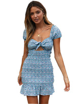 Zayne Cotton Smocked Gingham Tie Front Dress