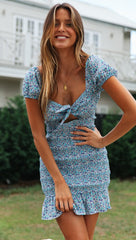 Zayne Cotton Smocked Gingham Tie Front Dress