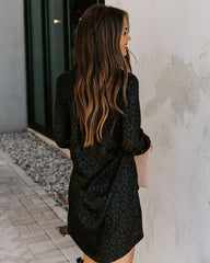 First Kiss Satin Embossed Leopard Tunic - Black