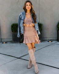 Let's Tango Pocketed Ruffle Dress - Light Mocha