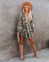 Marie Ruffle Tiered Cutout Dress - Olive