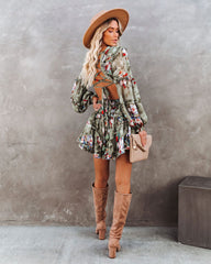 Marie Ruffle Tiered Cutout Dress - Olive