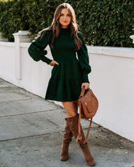 Pullover Long Sleeve Crew Neck Mini Dress