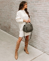 Snow Peak Cable Knit Sweater Dress - Cream