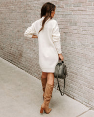 Snow Peak Cable Knit Sweater Dress - Cream