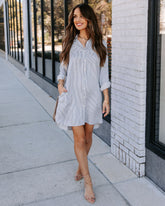 Nolita Pocketed Striped Button Down Shirt Dress