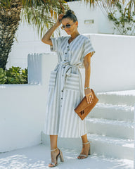 Francey Cotton Linen Blend Pocketed Midi Dress