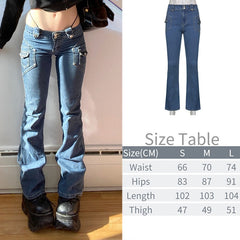 KittenAlarm - New Printed Baggy Y2K Jeans Women's Low Waist jeans Autumn Winter Oversize Wide Leg Baggy Pants Casual Cargo Trousers