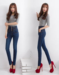 KittenAlarm - Fashion Women Denim Pants Elastic High Waist Skinny Stretch Jean Female Spring/Autumn Jeans Feet Pantalones Mujer Plus Size