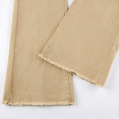 KittenAlarm - Women's jeans woman high waist Flared Jeans Khaki Black Brown Pants Women's pants for women clothing trouser Jean women trousers