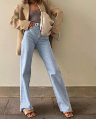 KittenAlarm - Spring Outfits Casual Fashion Straight Leg Women's Jeans Denim Bottom Harajuku Boyfriend Long High Waist Baggy Jeans Fall Pants