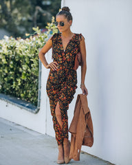 Born To Run Floral Ruched Midi Dress