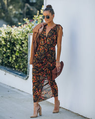 Born To Run Floral Ruched Midi Dress