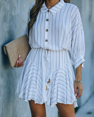 Hina Striped Button Down Shirt Dress