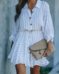 Hina Striped Button Down Shirt Dress