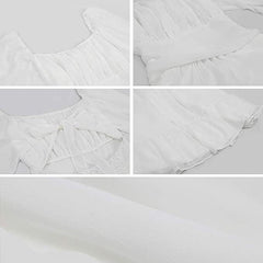 Blythe Gathered Puff Sleeve Dress - White