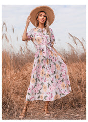 PREORDER - Quiet Escape Floral Pleated Midi Dress - Ivory