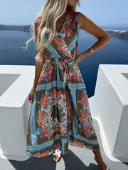 Syke Paisley Print Slit Maxi Dress
