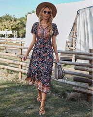 Club Tropicana Embroidered Maxi Dress - Salmon - FINAL SALE
