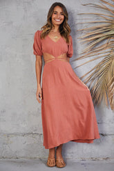 Neoma Cutout Maxi Dress - Bright Blush