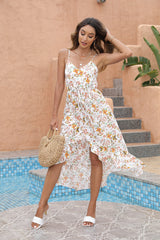 Spin Me Around Printed High Low Maxi Dress - Brick