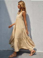 Braxton Cotton Pocketed Tiered Midi Dress