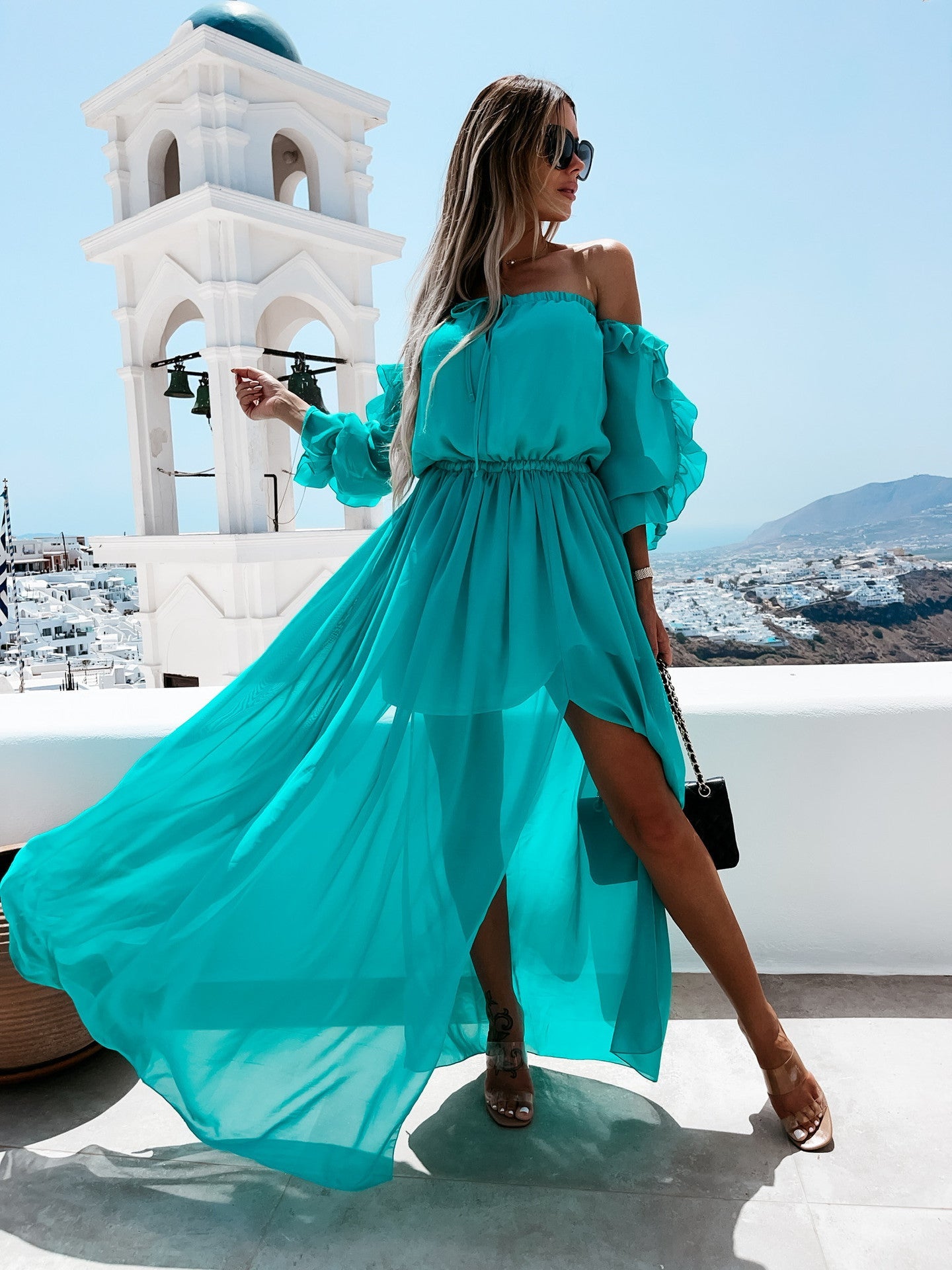 Peacekeeper Off The Shoulder Midi Dress - Soft Sage