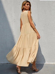 Braxton Cotton Pocketed Tiered Midi Dress