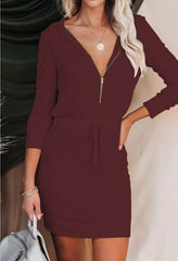 Hope Half Zip Hooded Knit Dress - Lavender