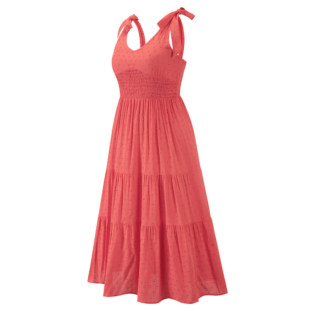 Remembered Always Swiss Dot Peplum Maxi Dress - Rose - FINAL SALE