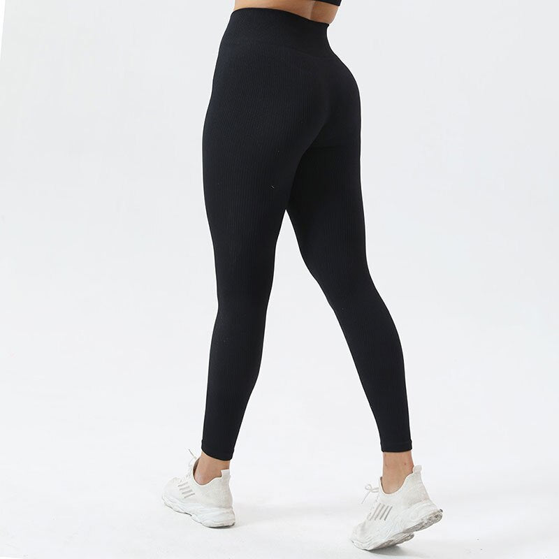 KittenAlarm - Mojoyce Fitness Yoga Leggings Women Ribbed Yoga Pants Sport High Waist Push Up Tights Pants Workout Running Leggings Gym Clothing