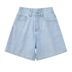 KittenAlarm - Women's Short Summer High Waist Jeans Baggy Straight Five Points Trousers Streetwear Vintage Mom Denim Wide Leg Short Pants