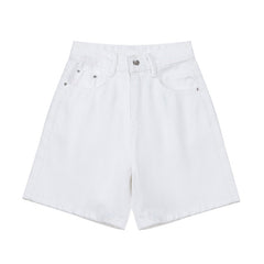 KittenAlarm - Women's Short Summer High Waist Jeans Baggy Straight Five Points Trousers Streetwear Vintage Mom Denim Wide Leg Short Pants