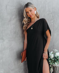 Strike A Pose One Shoulder Statement Maxi Dress - Black