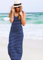 Dancing On Air Striped Knit Midi Dress