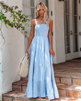 At Sea Cotton Blend Smocked Maxi Dress