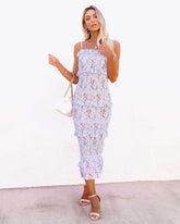 Be My Guest Floral Smocked Ruffle Midi Dress