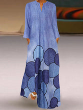 Vintage Print Pocket Long Sleeve Dress Ins Street