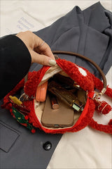 Fuzzy Sherpa Apple Bag Cute Mini Handheld Shoulder Crossbody Bag