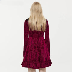 Gothic Bat Shaped Velvet Mysterious Mini Dress