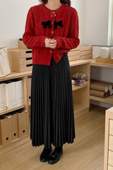 Sparkle Bow Detail Ribbed Christmas Cardigan