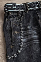 Double Waist Distressed Washed Flare Jeans