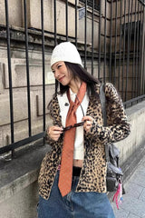 Leopard Print V Neck Knit Sweater