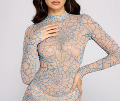 Geometric Glam Stylish Mesh Mini Dress Club Dresses