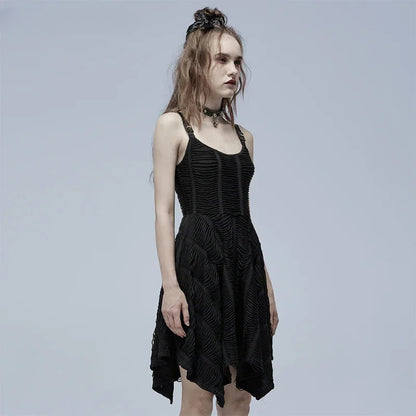 Gothic Asymmetric Sexy Decorative Punk Black Dress