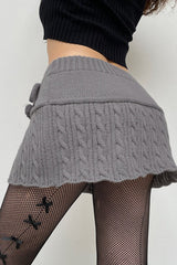 Cable Knit Pom Pom Trim Christmas Skirt