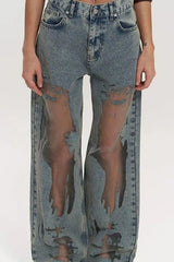 Cutout Textured Wide Jean