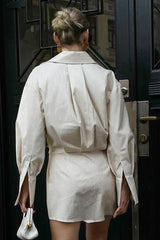 Striped Collared Waist Shirt Mini Dress