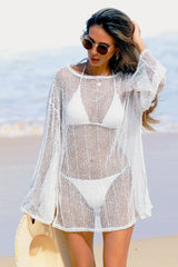 Snow Hollow Out Long Sleeve Knit Cover Up