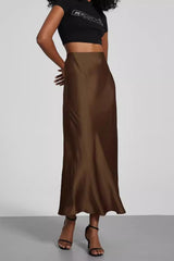 Solid Color Satin Skirt